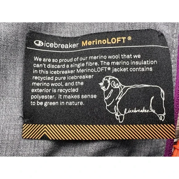 Icebreaker Puffer Jacket Womens M Purple Merino Wool Helix MerinoLoft Insulated - Picture 10 of 16